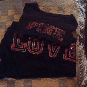 A Pink shirt LG with matching leggings XL.  By PINK